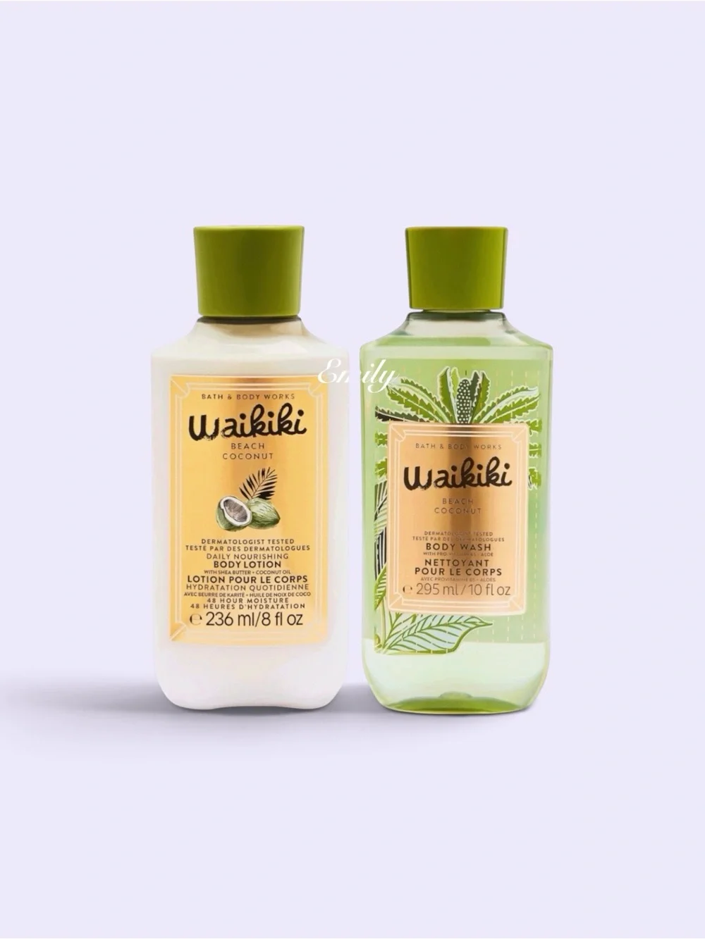 Bath & Body Works WAIKIKI BEACH COCONUT Full Size Lotion & Body Wash Set